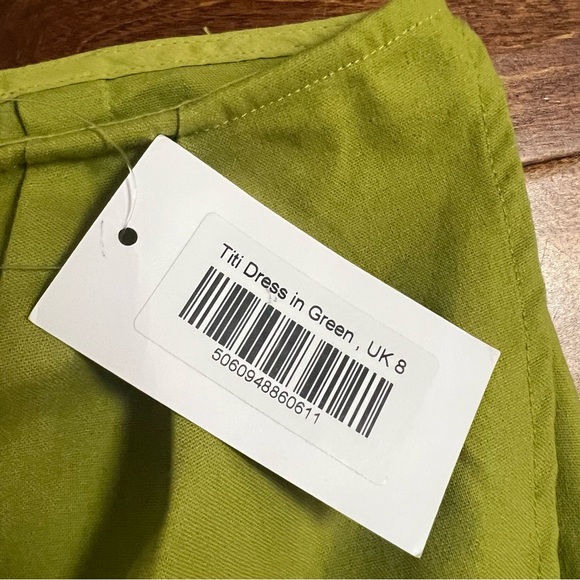 NWT Yaura Titi Green Linen Blend Ruffle Cutout Midi Dress Size 4 Small - Picture 8 of 10